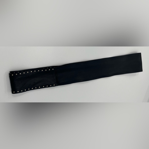 White House Black Market Black Studded Wrap Belt, One Size - Picture 3 of 6